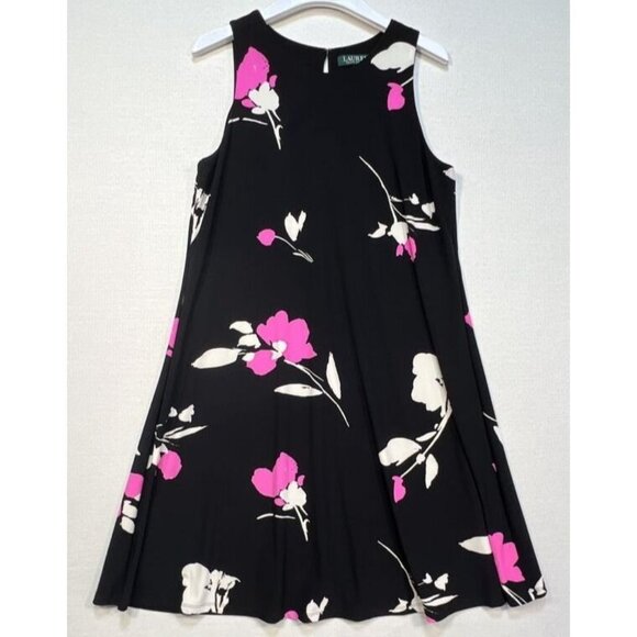 Lauren Ralph Lauren Dresses & Skirts - Lauren Ralph Lauren Womens Preppy Lightweight Sleeveless Dress 10 Black Floral